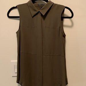 Theory Sleeveless Silk Collared Shirt